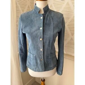 David Brooks Women’s Small Petite Blue Suede Jacket